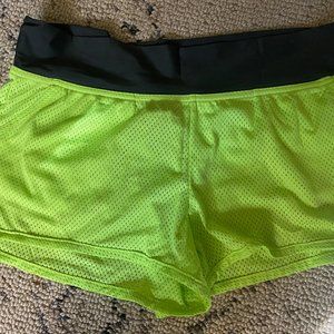Speedo Mesh Running Shorts Neon Green Pockets